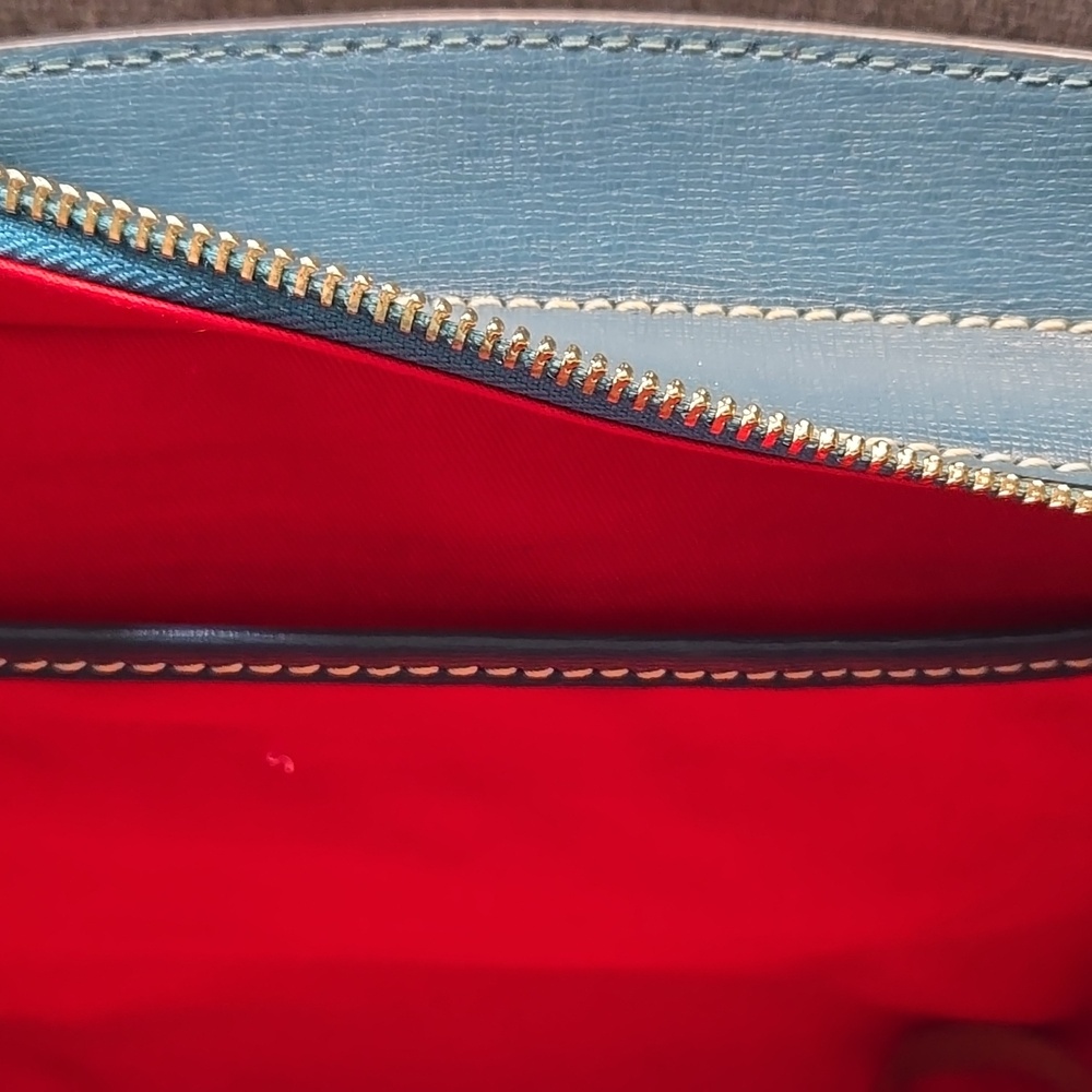 Dooney & Bourke Teal Blue Leather Satchel - Picture 6 of 9